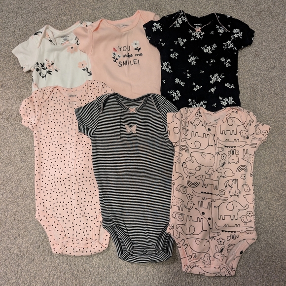 Carter's Other - 3 For $18 Carter's Pink, Black, and White Baby Bodysuits Set